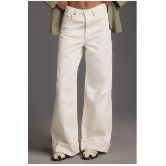 Agolde Denim - AGOLDE Dame Jean High Rise Cuffed Wide Leg Jeans in Fortune Cookie Size 26 NEW!